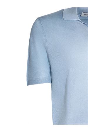Light blue linen blend polo shirt DIANA STUDIO | MSS25SIN56374